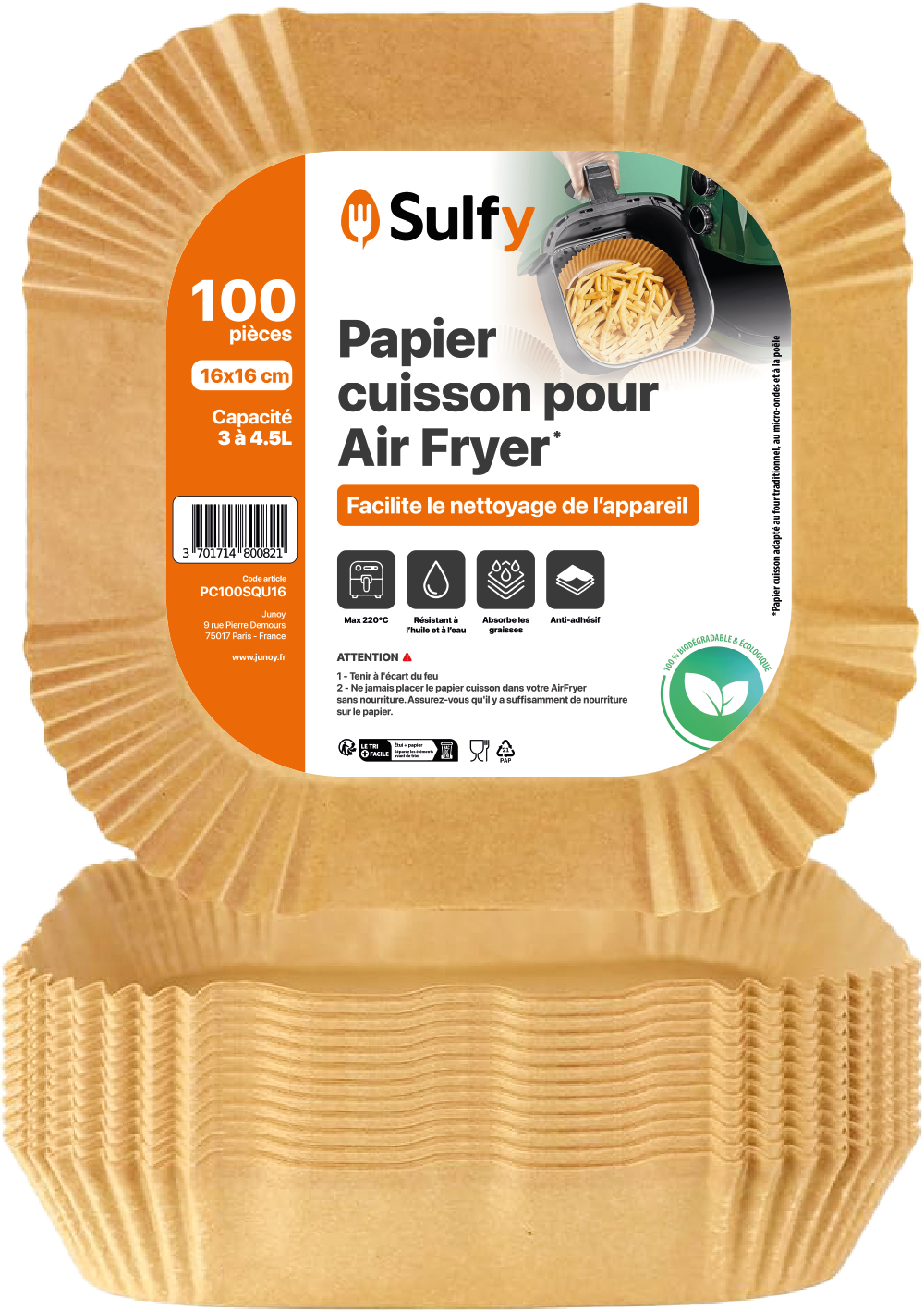 Papier cuisson carré 16 x 16 cm