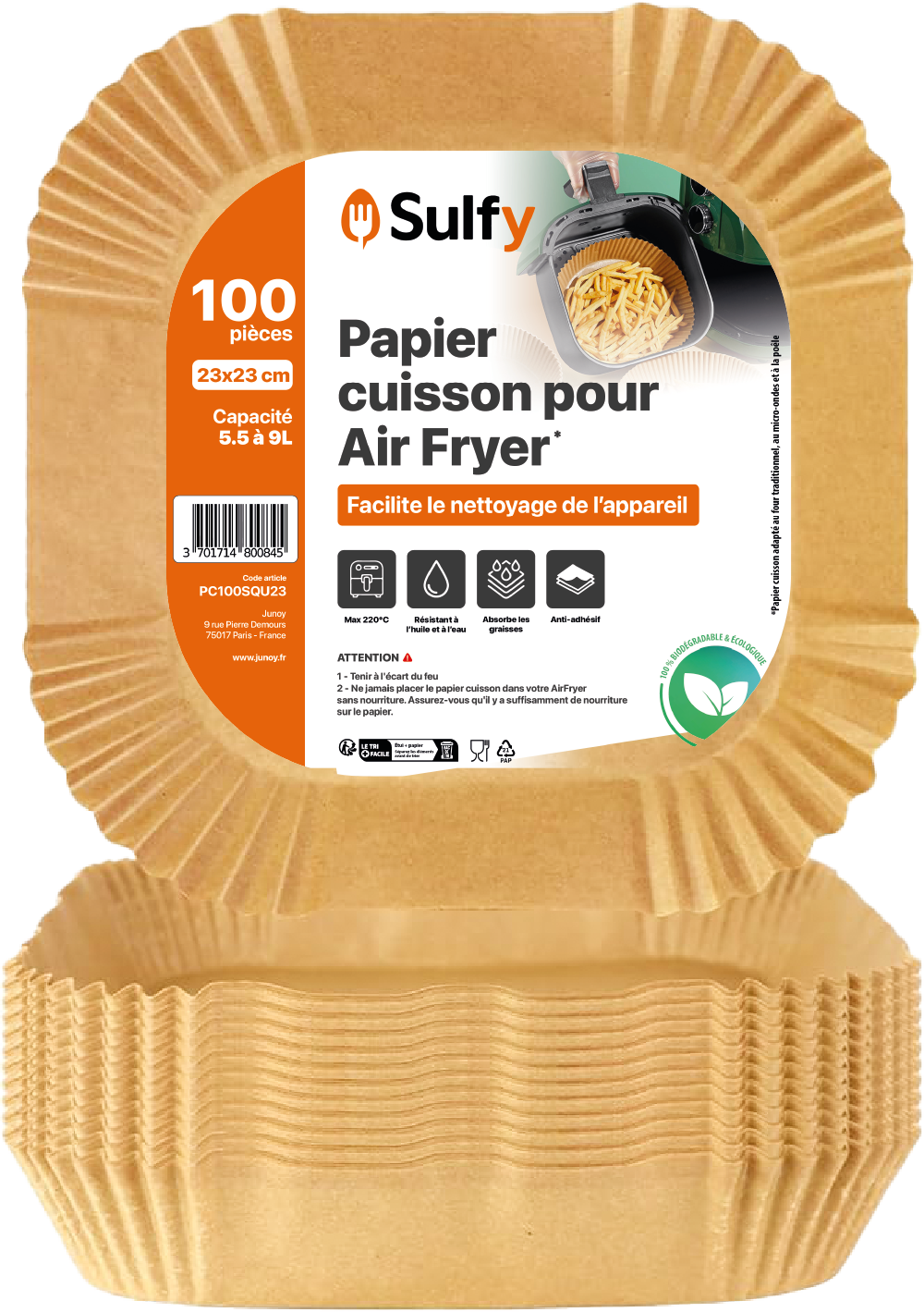 Papier cuisson carré 23 x 23 cm