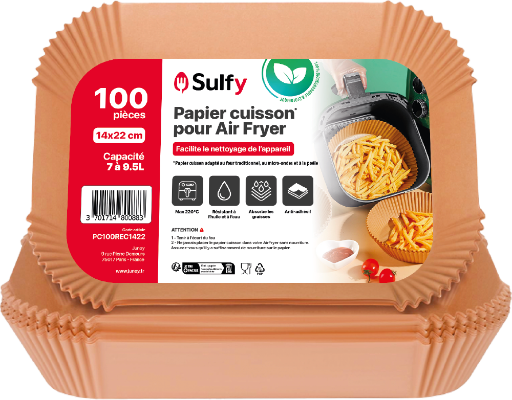 Papier cuisson rectangulaire 14 × 22 cm